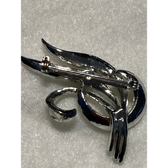 Vintage silver toned fronds brooch pin - Picture 3 of 7